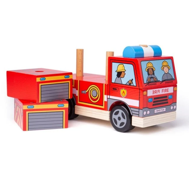 Bigjigs - Wooden children’s cube puzzle - Fire station