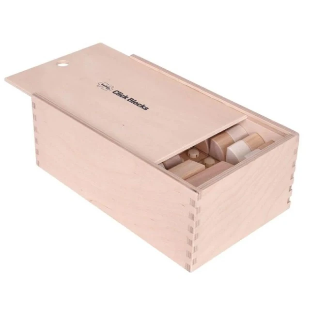Bigjigs - Large wooden children’s construction kit with cubes in natural color
