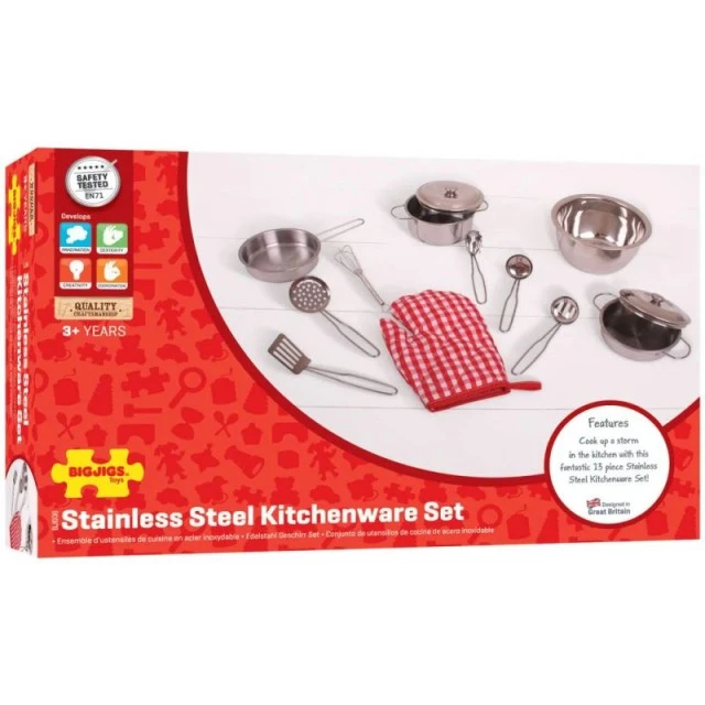 Bigjigs - Children’s stainless steel cooking set