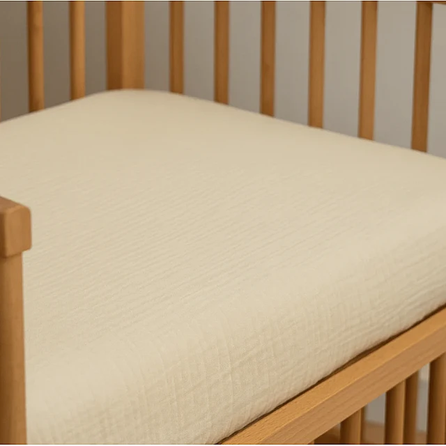 Muslin Fitted Sheet 60x120 cm Vanilla Little band