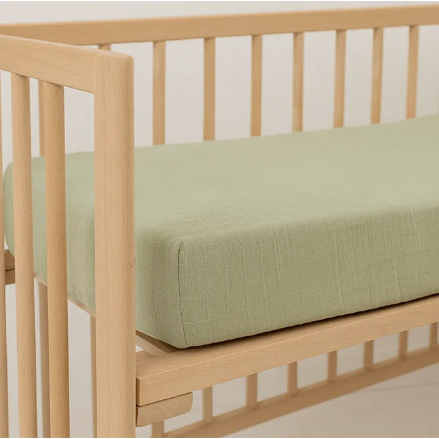 Muslin Fitted Sheet 60x120 cm Lime Little band