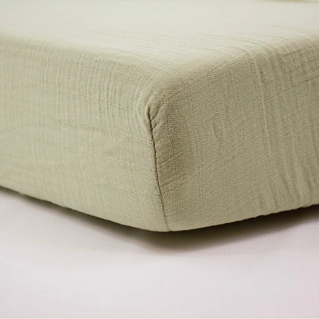 Muslin Fitted Sheet 60x120 cm Lime Little band