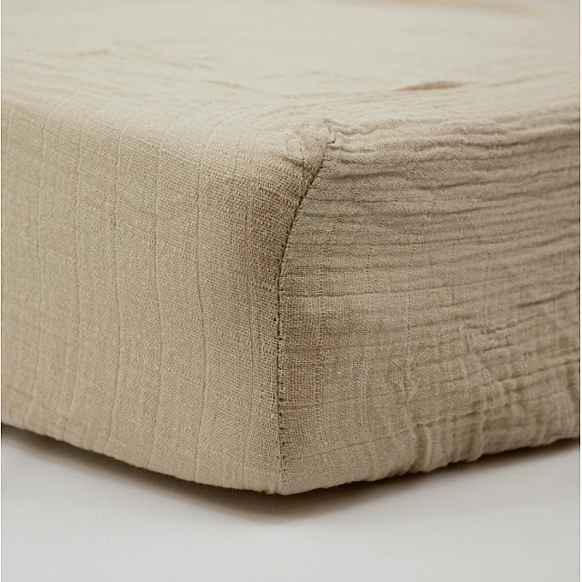 Muslin Fitted Sheet Set of 2 60x120 cm White/Beige Little band
