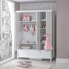 Three-door children's wardrobe with drawers NIL - white