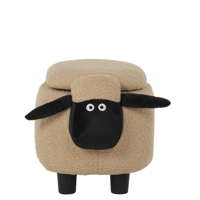 Children’s stool with chest - dark beige sheepskin