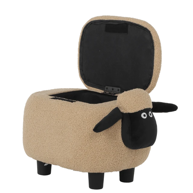 Children’s stool with chest - dark beige sheepskin