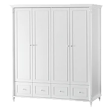 Четирикрилен детски гардероб  с чекмеджета NIL - бял