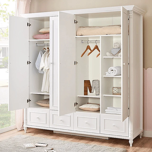 Four-door children’s wardrobe with drawers NIL - white