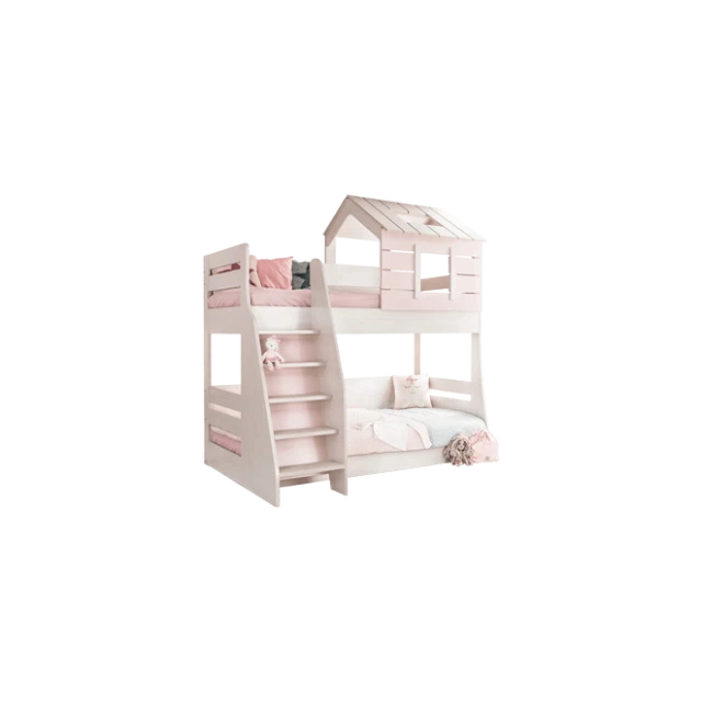 Двуетажно детско легло PINK HOUSE - ляво