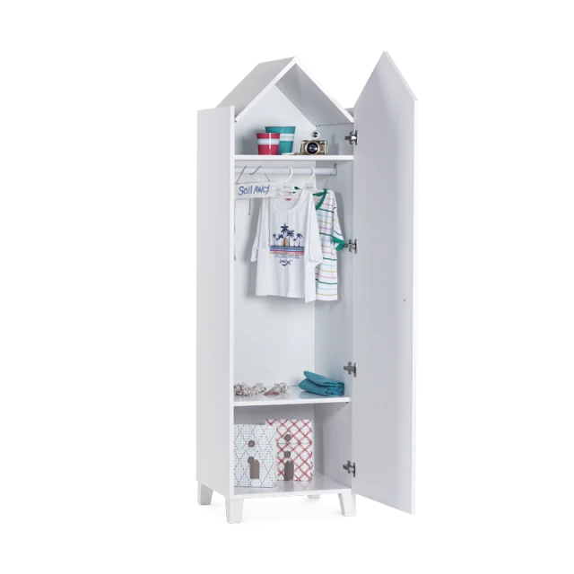 MIAMI SINGLE-WING WARDROBE - WHITE - 2341