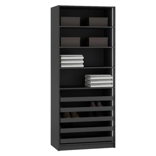Double-door wardrobe with drawers YORK - graphite