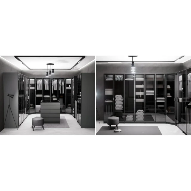 Double-door wardrobe with drawers YORK - graphite