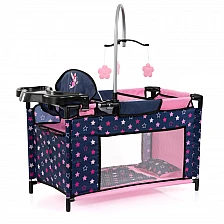 BAYER Doll Playpen with High Chair and Carousel Blue