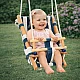 Children's Wooden Swing Type Chaise Lounge GINGER HOME – Cotton Seat, Safety Board, Indoor and Outdoor Use (36×24×57 cm)