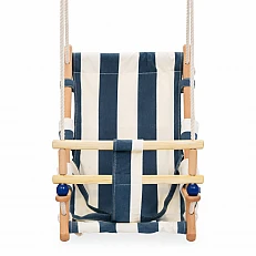 Children's Wooden Swing Type Chaise Lounge GINGER HOME – Cotton Seat, Safety Board, Indoor and Outdoor Use (36×24×57 cm)