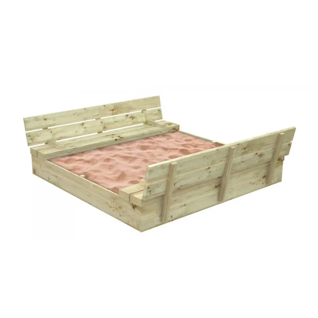 Large Children's Sandbox with Benches and Folding Lid GINGER HOME 157x157x21cm, Wooden