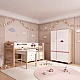 GINGER HOME CHERRY Children's Room Set with Combined Bed 90x200 cm, Desk, Chest of Drawers, Cabinet and Three-Wing Wardrobe, White, Pink and Natural Wood
