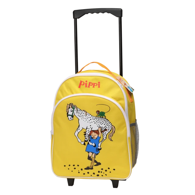 Children’s backpack on wheels Pippi Longstocking and the favorite horse yellow