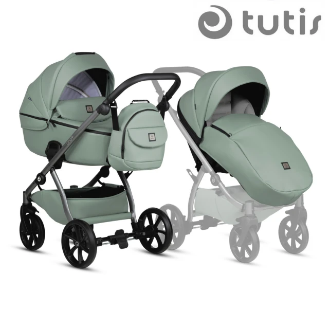 Tutis UNO 5+ Leather baby stroller 2in1 039 Sage