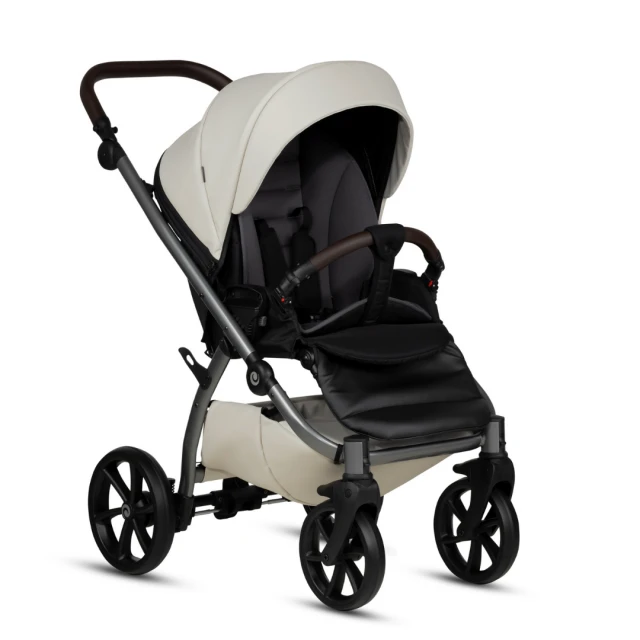 Tutis UNO 5+ Leather baby stroller 2in1 168 Black Sesame