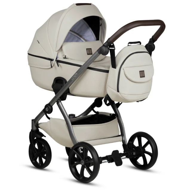 Tutis UNO 5+ Leather baby stroller 2in1 168 Black Sesame