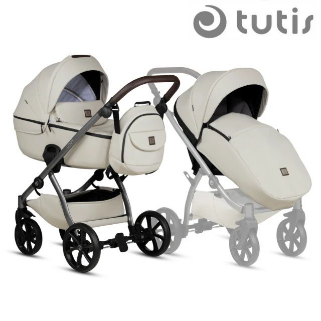 Tutis UNO 5+ Leather baby stroller 2in1 168 Black Sesame