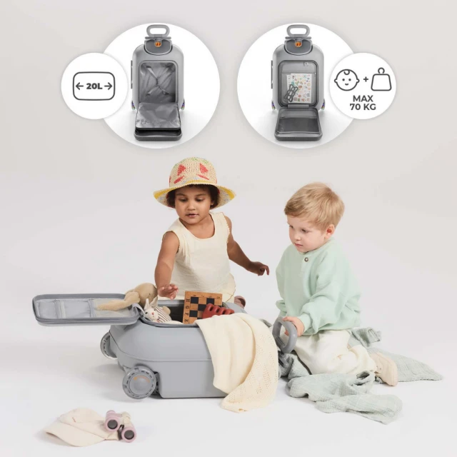 KinderKraft CABBY куфар със седалка GREY