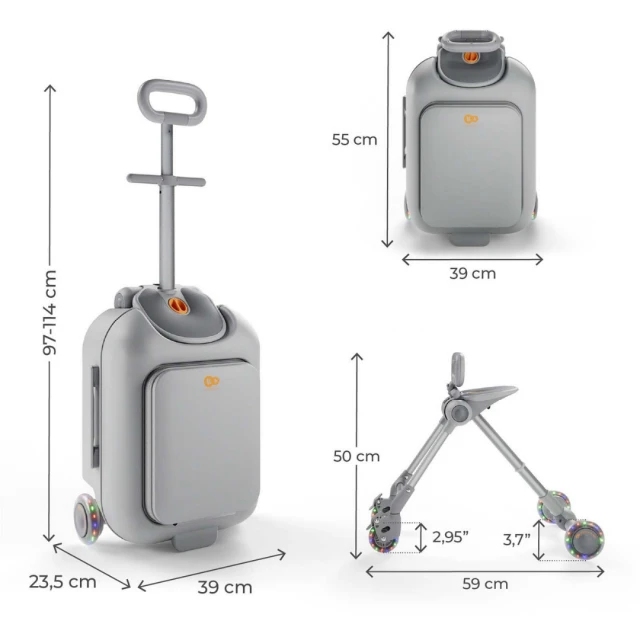 KinderKraft CABBY куфар със седалка GREY