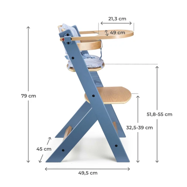 KinderKraft high chair + cushion ENOCK Nordic Breeze