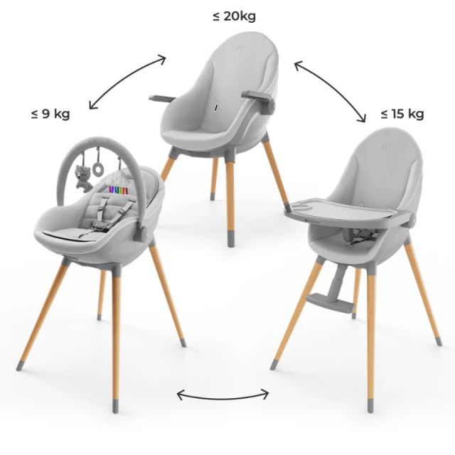 KinderKraft FINI UP столче за хранене GREY
