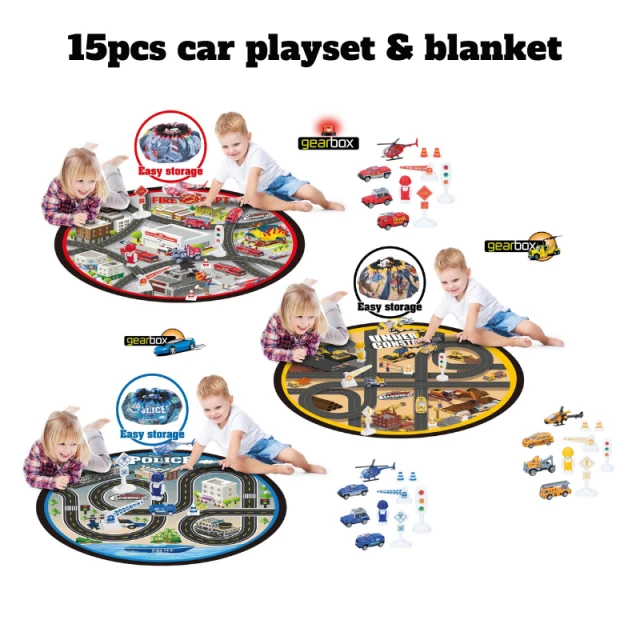 Gearbox play mat with Fire trucks