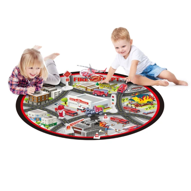 Gearbox play mat with Fire trucks