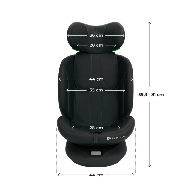 Kinderkraft I-Grow 2 PLUS столче за кола 40-150 cm BLACK