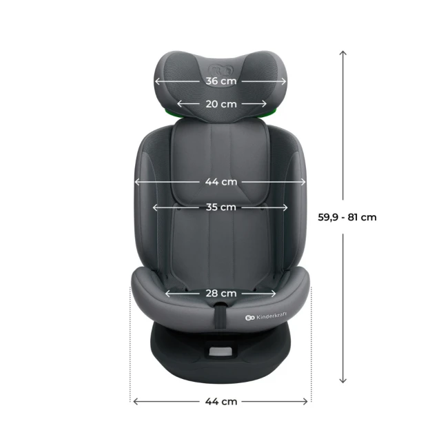 Kinderkraft I-Grow 2 PLUS car seat 40-150 cm GRAY