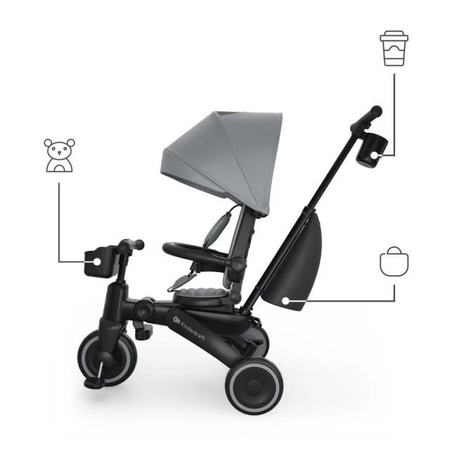 KinderKraft JAZZ 3 сгъваема триколка СИВА