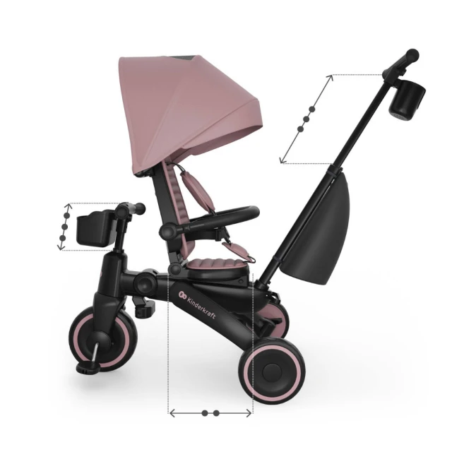 KinderKraft JAZZ 3 folding tricycle PINK