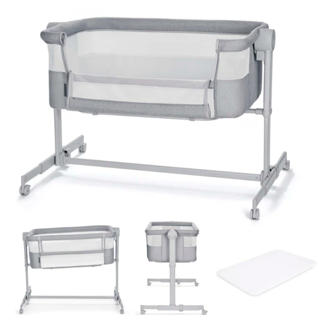 KinderKraft NESTEE UP 2 бебешка кошара LIGHT GREY