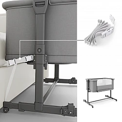 KinderKraft NESTE GROW 2 baby cot DARK GREY