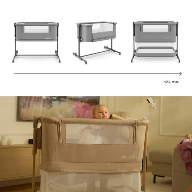 KinderKraft NESTE GROW 2 бебешка кошара DARK GREY
