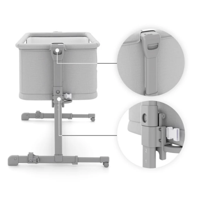 KinderKraft NESTE GROW 2 baby crib LIGHT GRAY