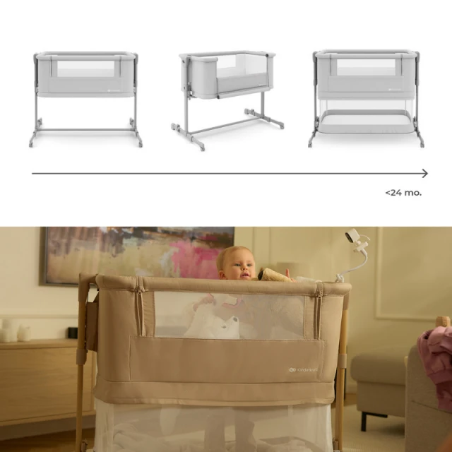 KinderKraft NESTE GROW 2 baby crib LIGHT GRAY