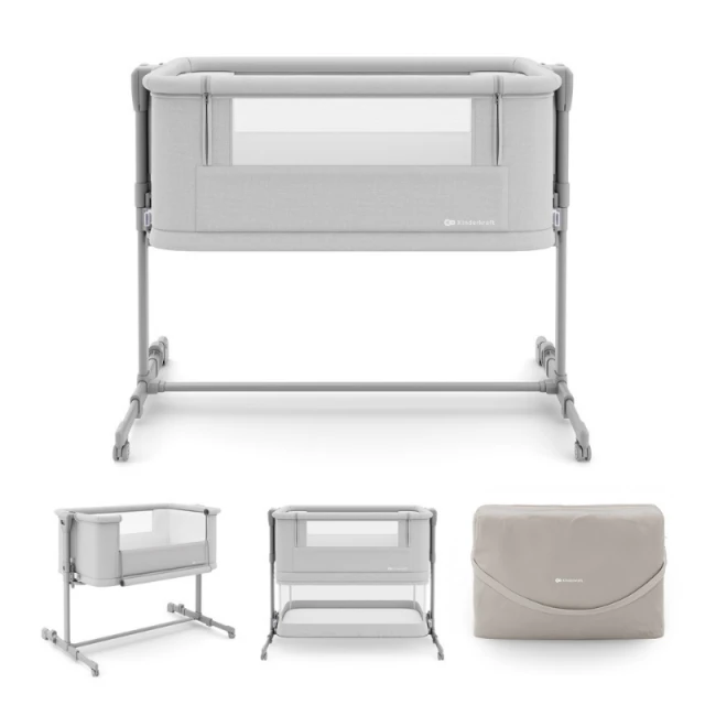 KinderKraft NESTE GROW 2 baby crib LIGHT GRAY