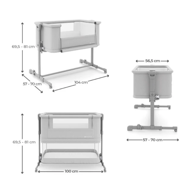 KinderKraft NESTE GROW 2 baby crib LIGHT GRAY