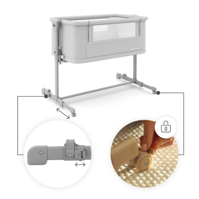 KinderKraft NESTE GROW 2 baby crib LIGHT GRAY