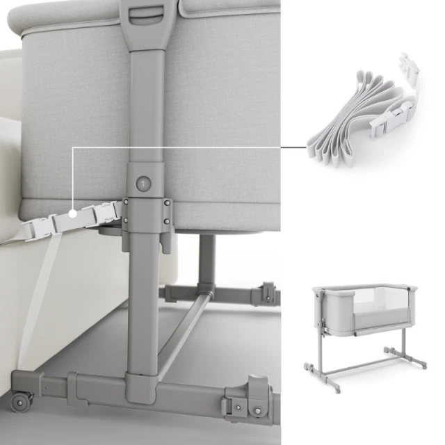 KinderKraft NESTE GROW 2 baby crib LIGHT GRAY