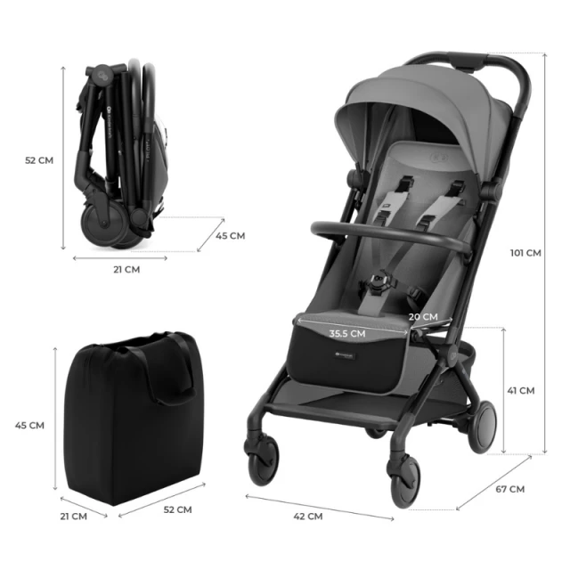 KinderKraft PILOT 2 бебешка количка PLATINUM GRAY