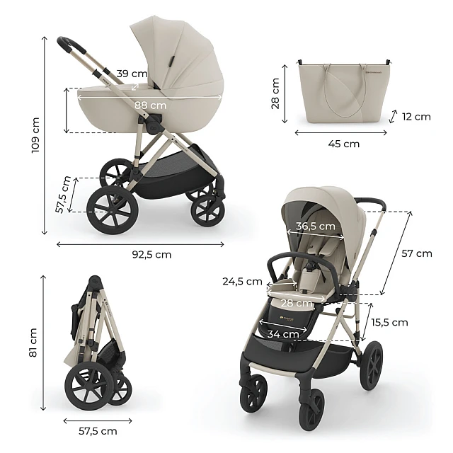 Kinderkraft Prime 3 baby stroller 2in1 BEIGE