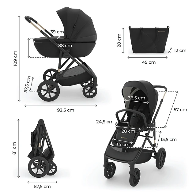Kinderkraft Prime 3 baby stroller 2in1 BLACK