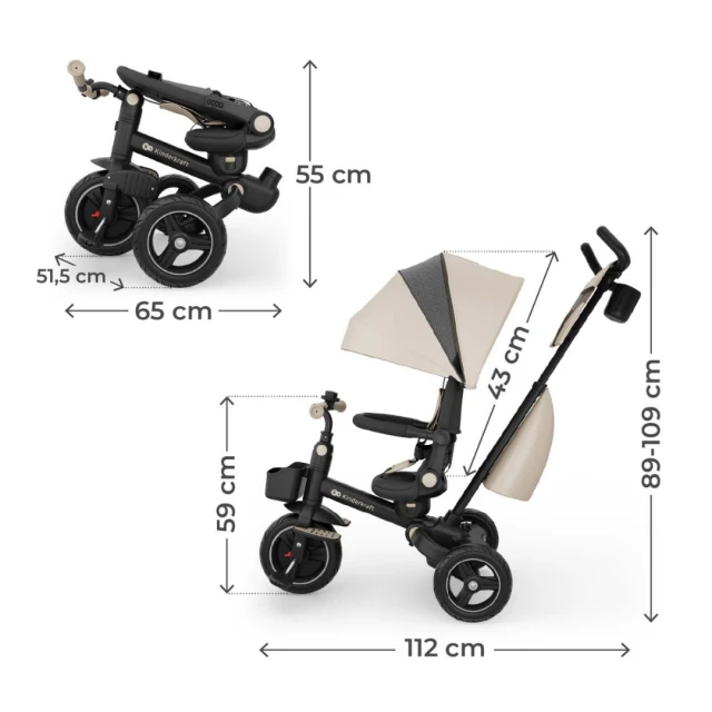 KinderKraft SPINSTEP 2 PLUS tricycle BEIGE