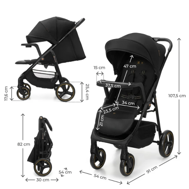 Kinderkraft TRIG 3 бебешка количка с табла ONYX BLACK